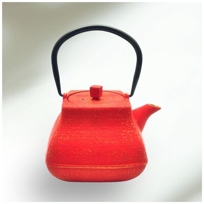 Tetera Cuadrada de Hierro Fundido + Infusor Diseño Hanoi Red 